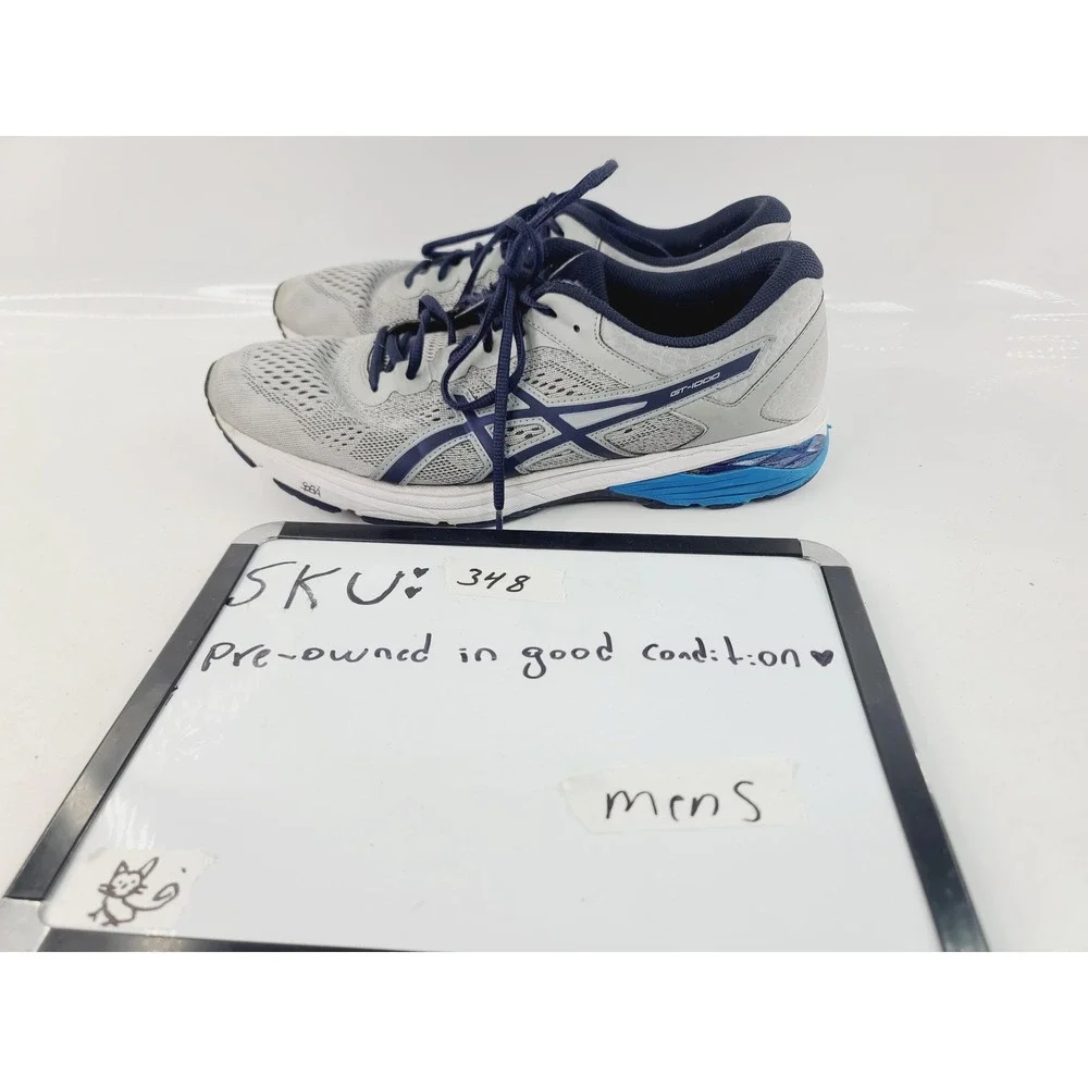ASICS Mesh Synthetic Leather, Rubber Athletic Shoes Men Size 12.5 Gray Navy Blue